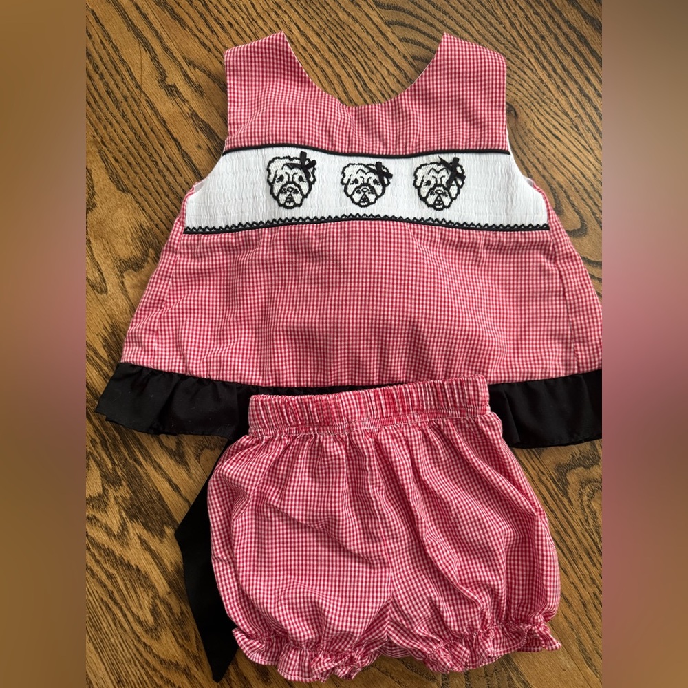 UGA Red and Black Kids Gingham Outfit